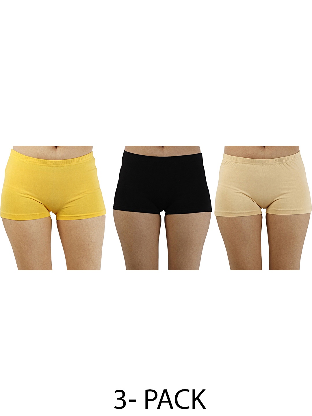 

Diving Deep Women Pack of 3 Boy Shorts Briefs, Yellow