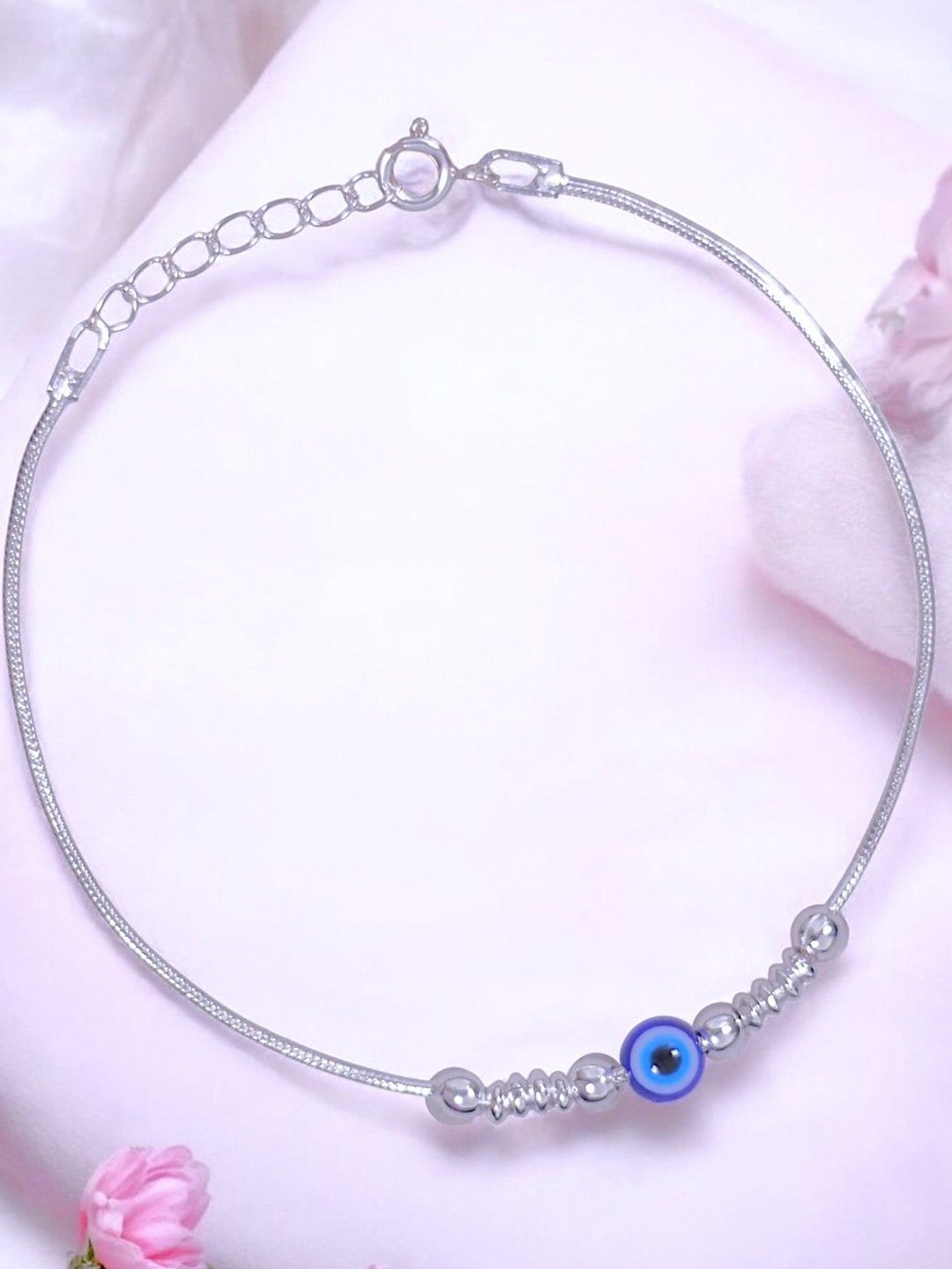 

Taraash 925 Sterling Silver Evil Eye Beaded Wraparound Bracelet