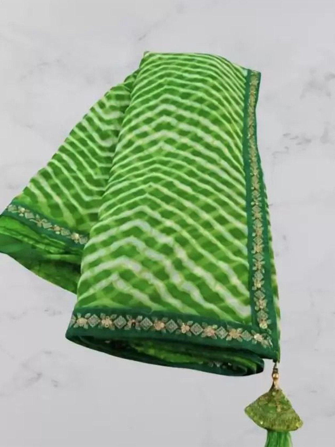 

Florence Pure Georgette Fusion Saree, Green