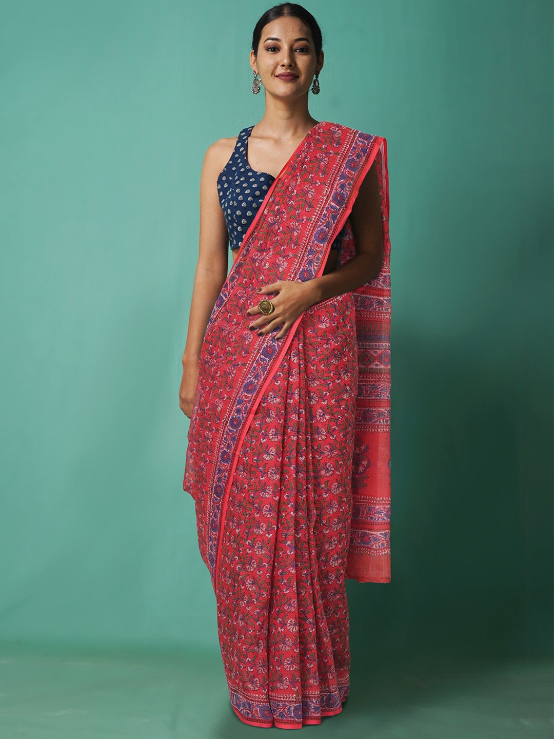 

Unnati Silks Floral Net Handloom Kota Saree, Red