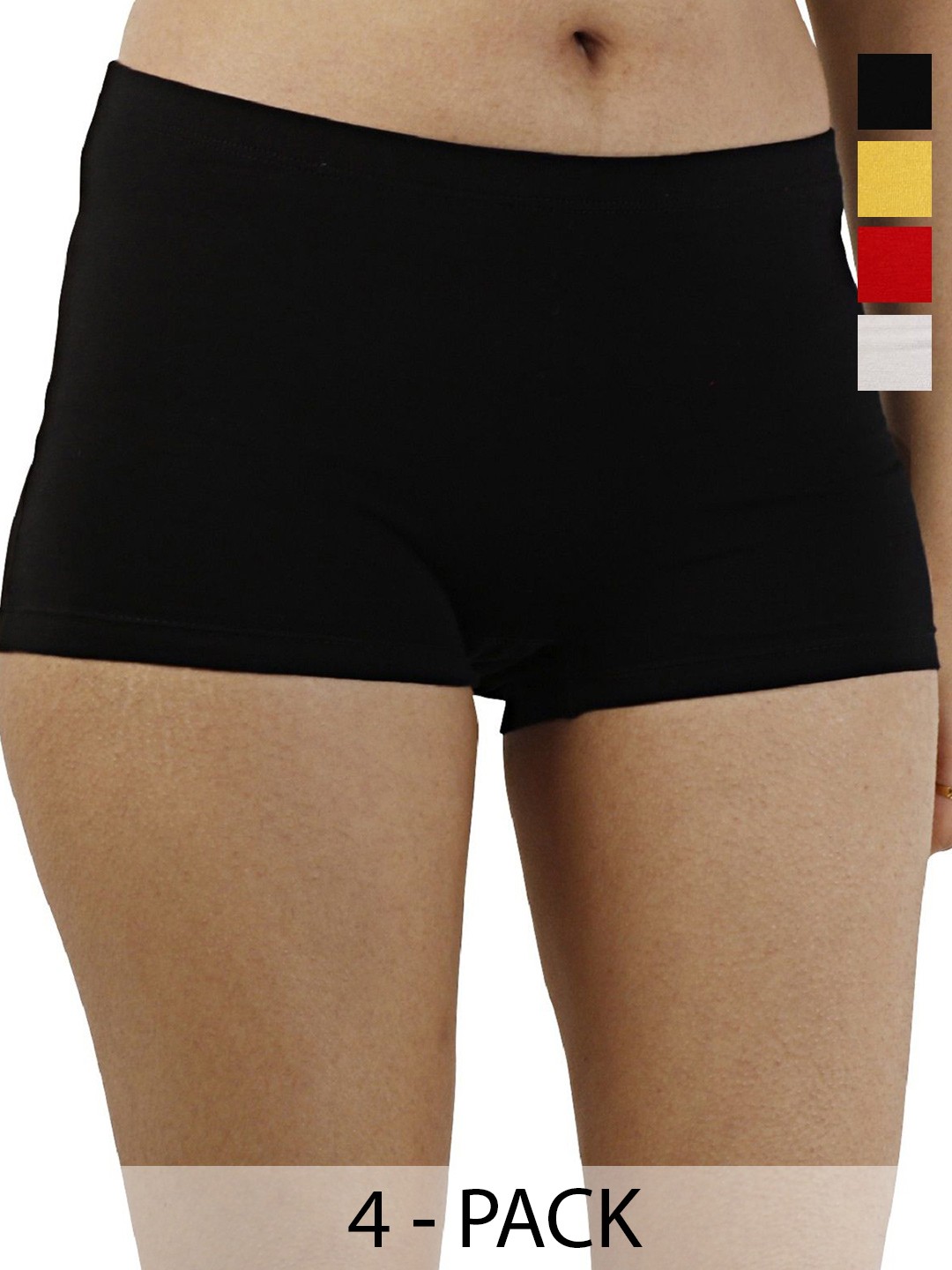 

Diving Deep Women Plus Size Pack of 4 Boy Shorts Briefs, Black