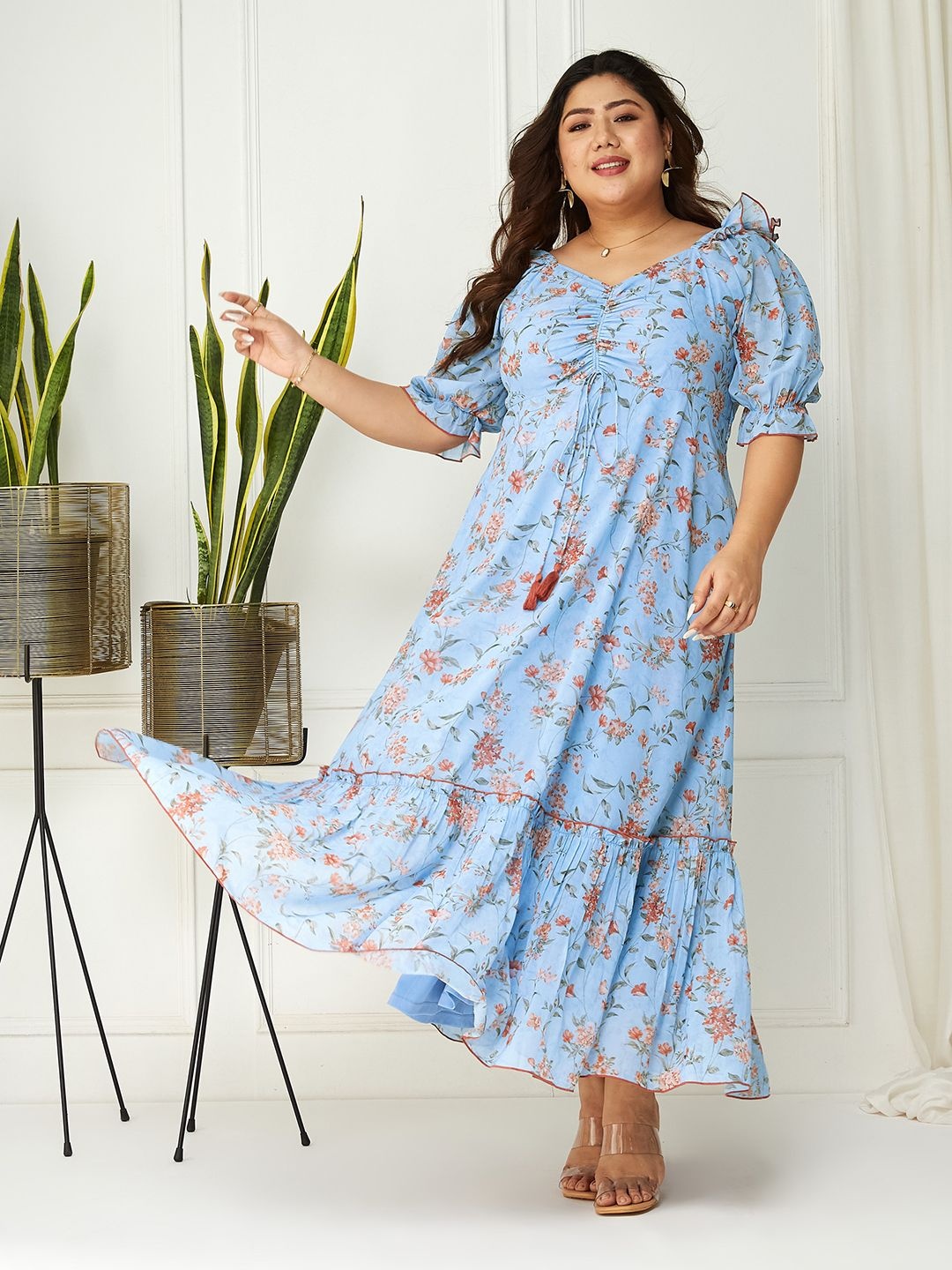 

Miss Chase A+ Print Georgette Maxi Dress, Blue