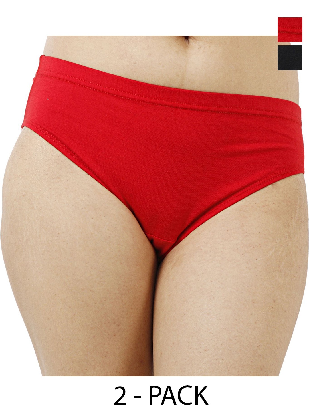 

Diving Deep Women Pack of 2 Cotton Mid-Rise Hipster Briefs, Red