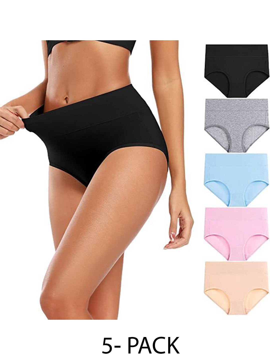 

Diving Deep Women Pack of 5 Hipster Briefs, Black