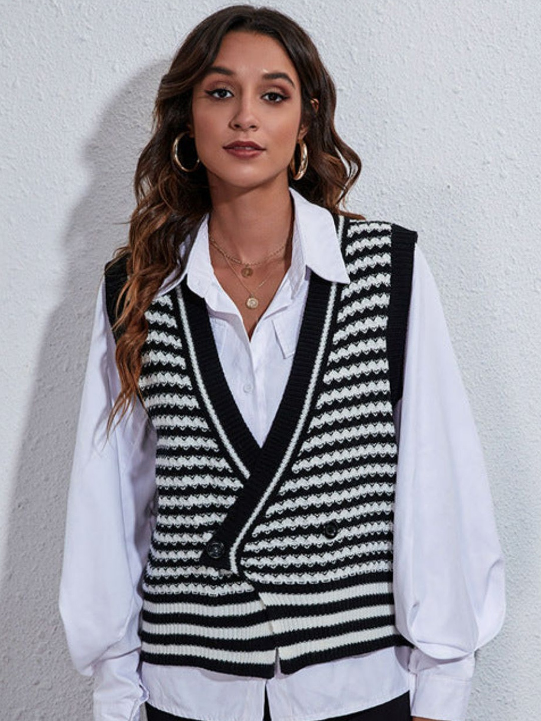

Oh Rare Women Striped Cardigan, Black