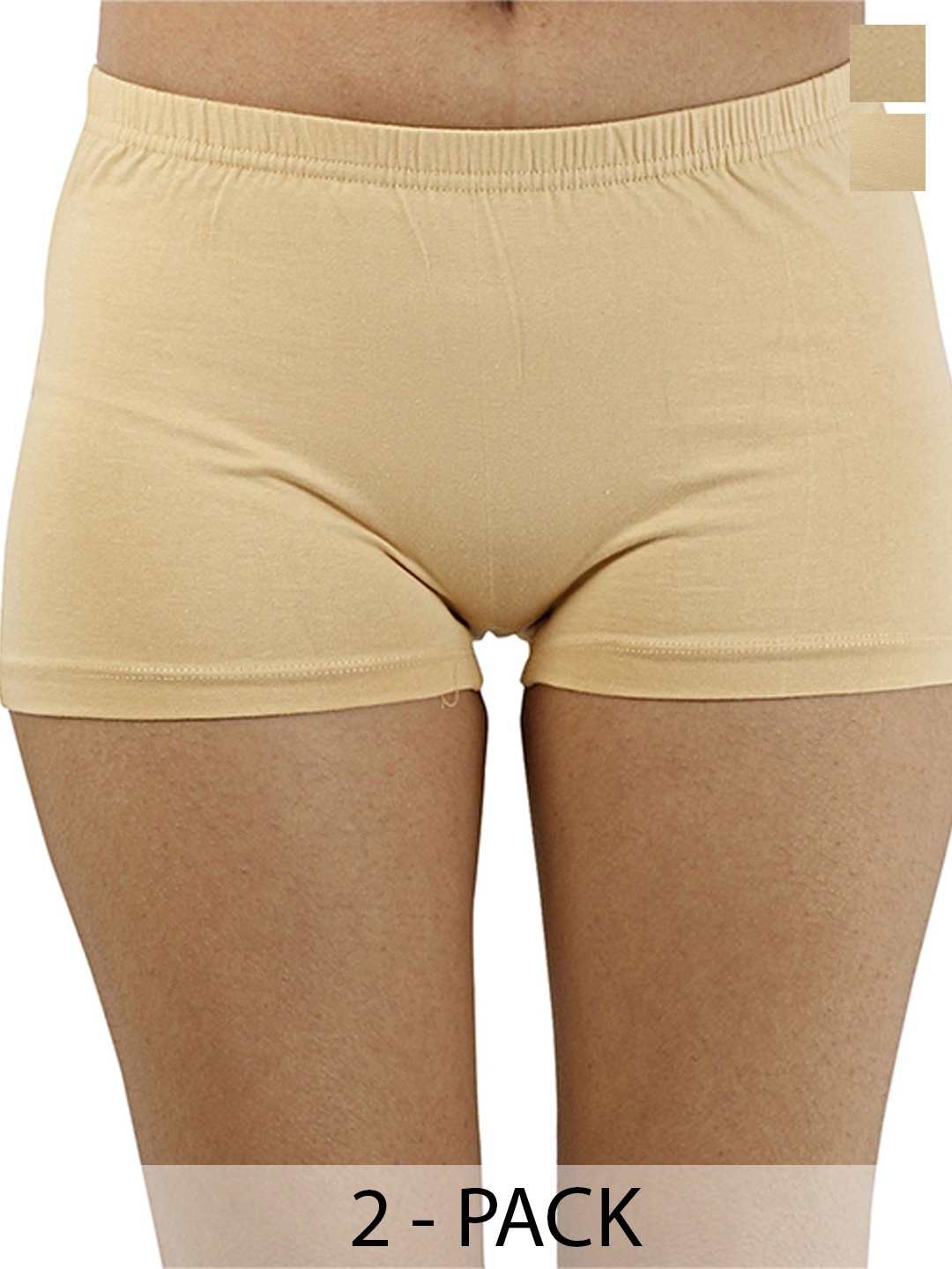 

Diving Deep Women Plus Size Pack of 2 Cotton Boy Shorts Briefs, Beige