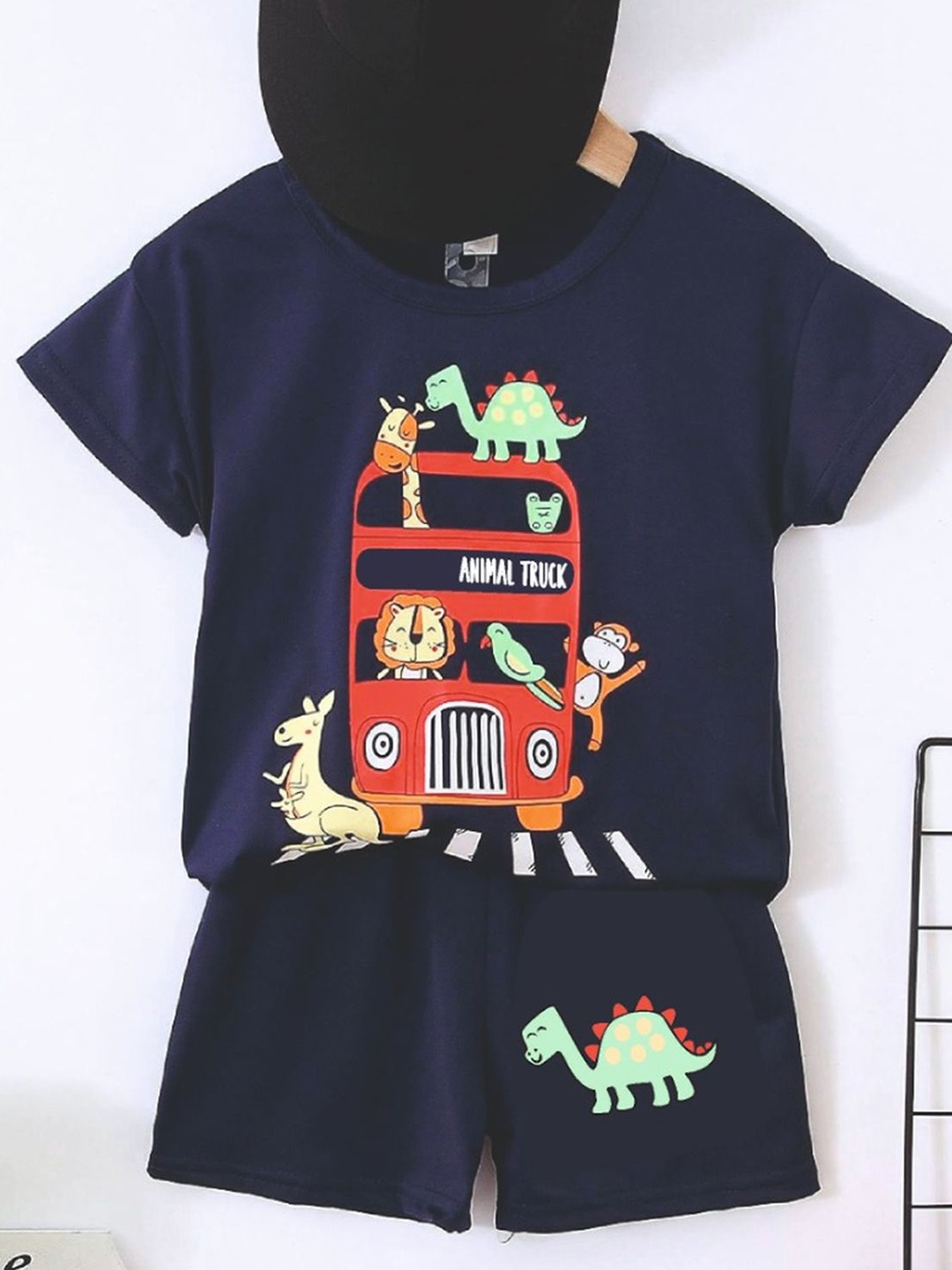 

BILLYBALL Unisex Kids Printed Round Neck Pure Cotton T-Shirt With Shorts, Blue