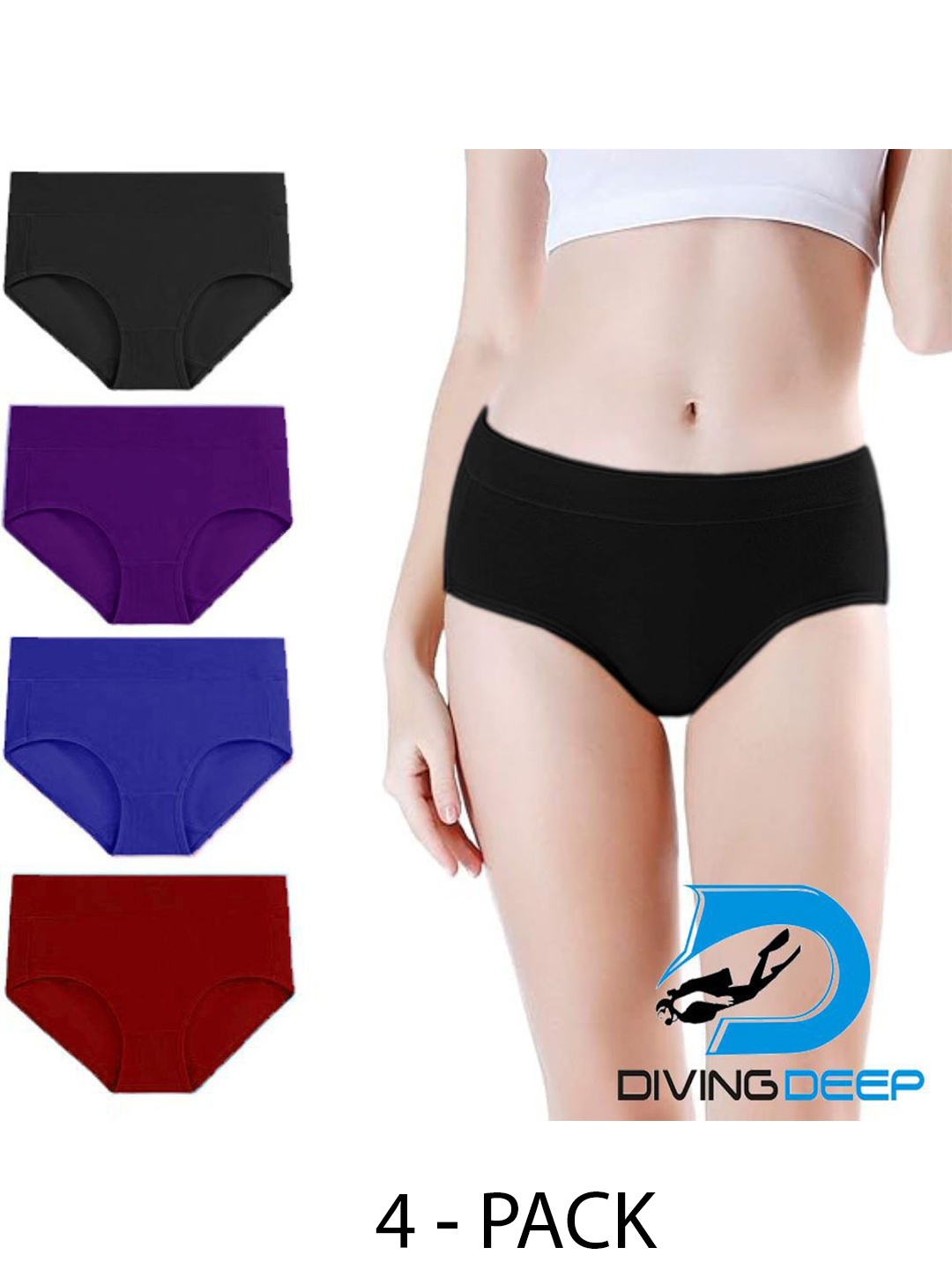 

Diving Deep Women Pack of 4 Hipster Briefs, Assorted