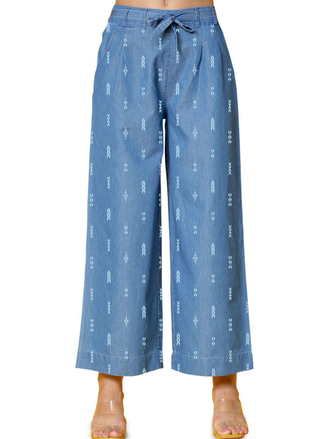 

Novio Women Printed Palazzos, Blue