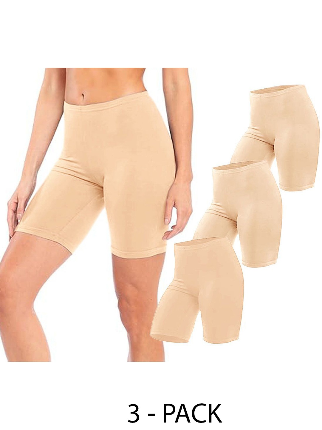 

Diving Deep Women Pack of 3 Boy Shorts Briefs, Beige