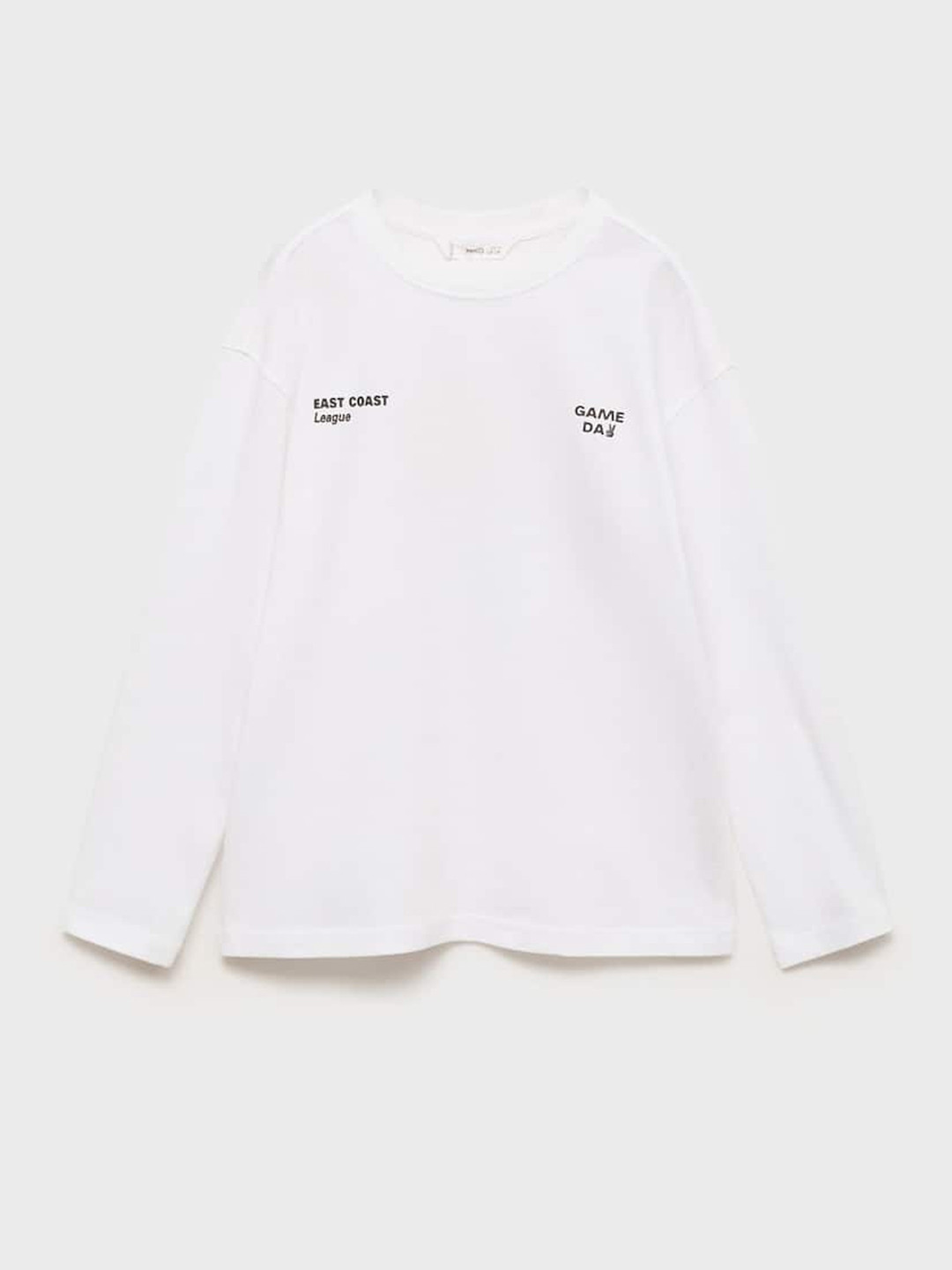 

Mango Kids Boys Printed Drop-Shoulder Sleeves Pure Cotton T-shirt, White