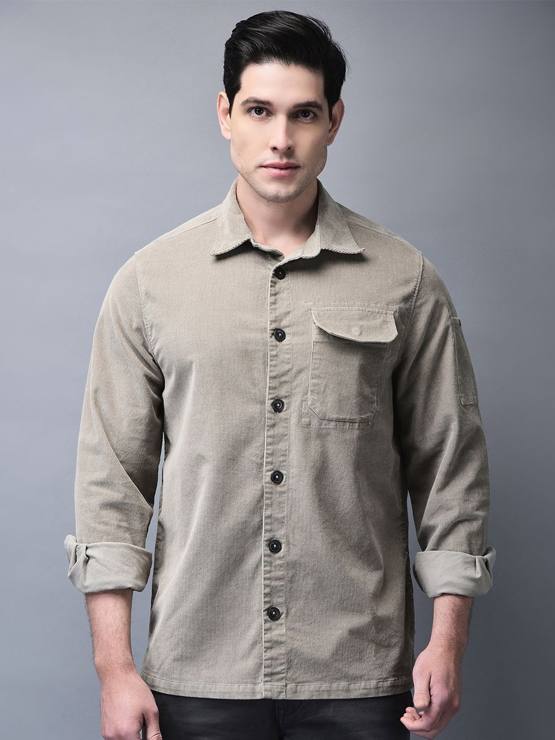 

Woods Men Solid Long Sleeves Cotton Casual Shirt, Olive