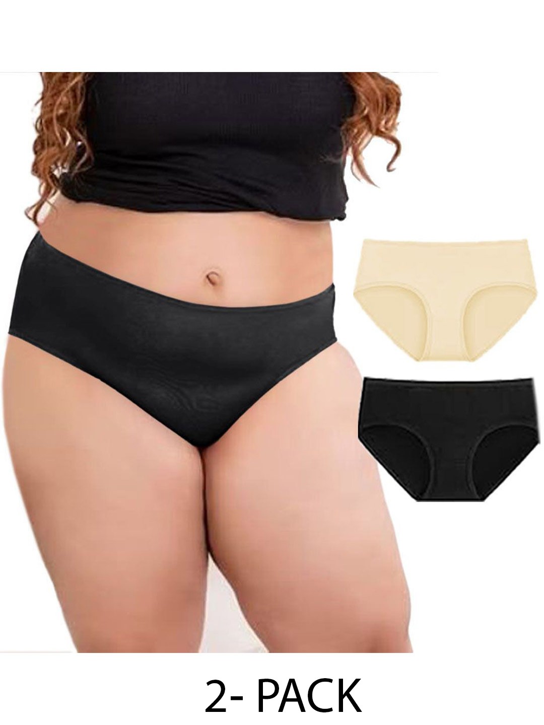 

Diving Deep Women Plus Size Pack Of 2 Cotton Hipster Briefs, Assorted