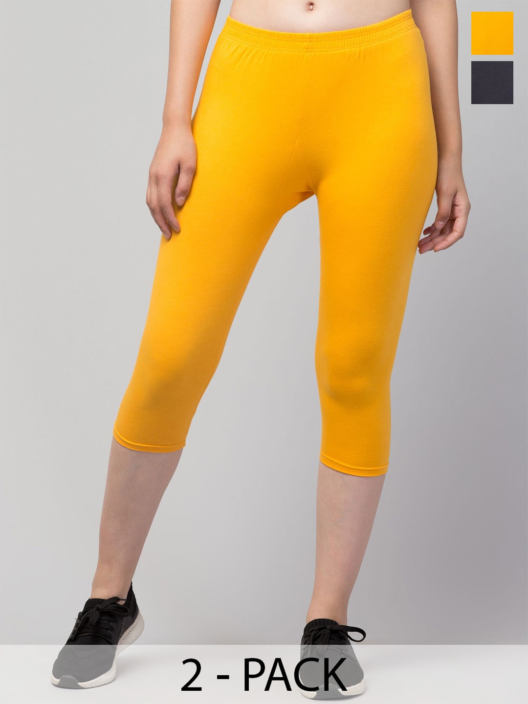 

ULLAS Women Skinny Fit Capris, Yellow
