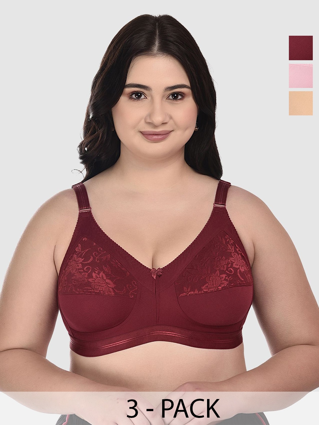 

DressBerry Floral Bra Full Coverage, Maroon