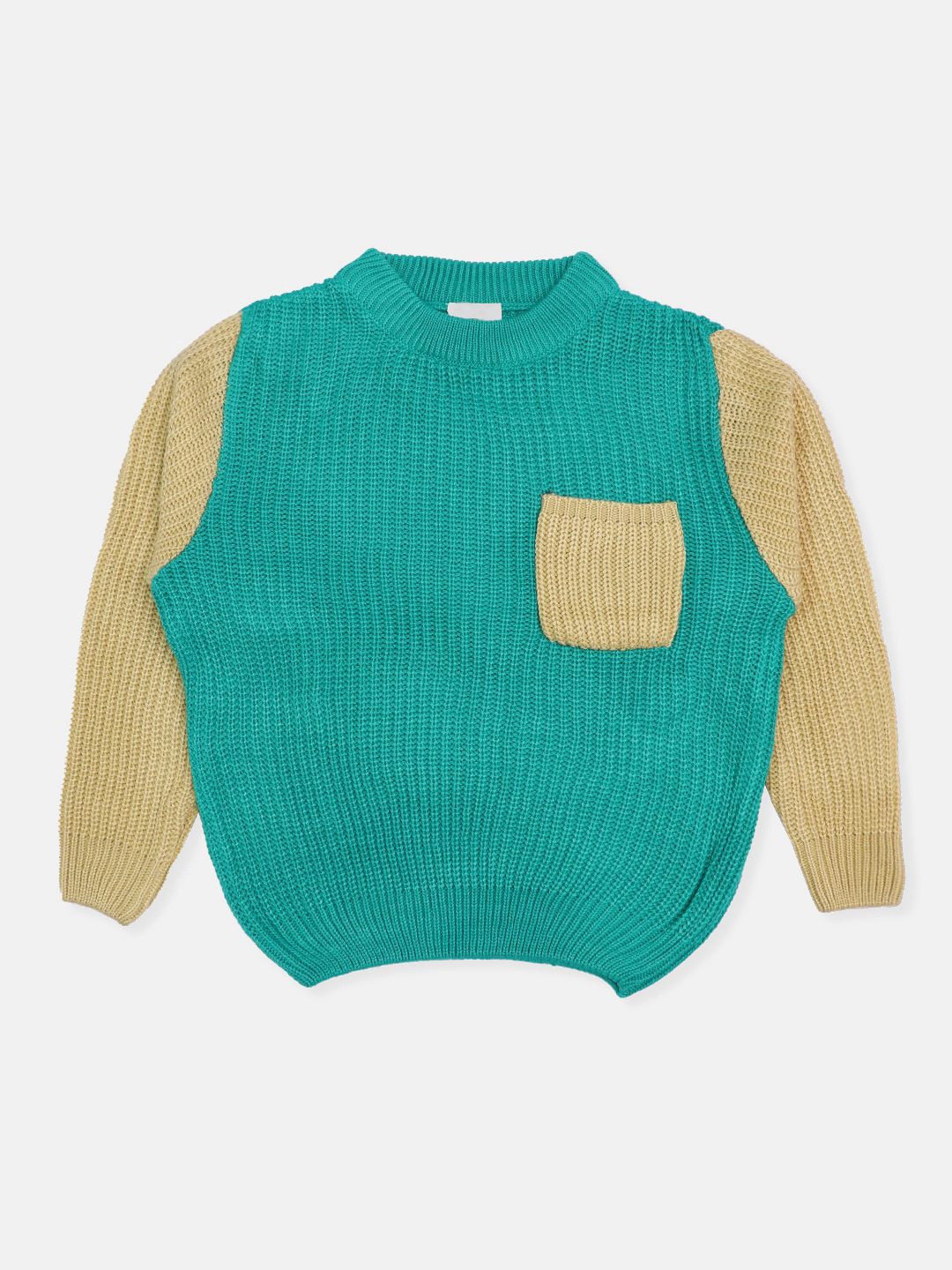 

CHKOKKO Boys Colourblocked Woollen Pullover, Blue