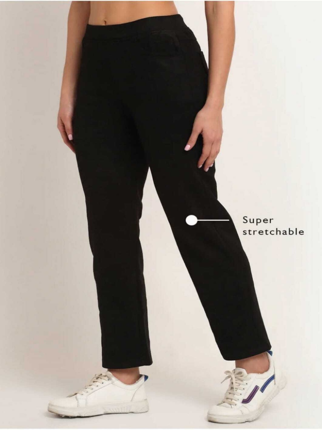 

Next One Women Smart Straight Fit High-Rise Easy Wash Trousers, Black