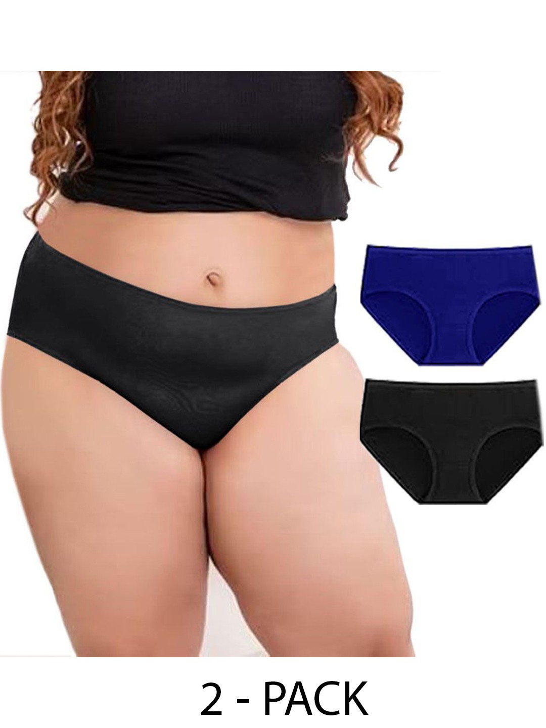 

Diving Deep Women Plus size Pack of 2 Cotton Hipster Briefs, Blue