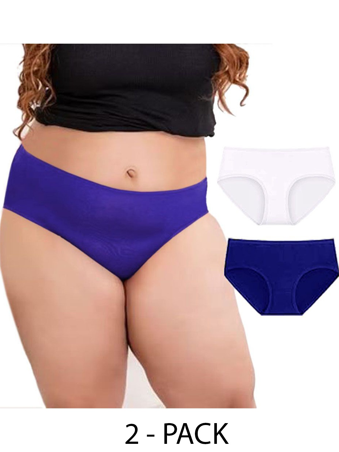 

Diving Deep Women Plus Size Pack of 2 Cotton Hipster Briefs, Assorted