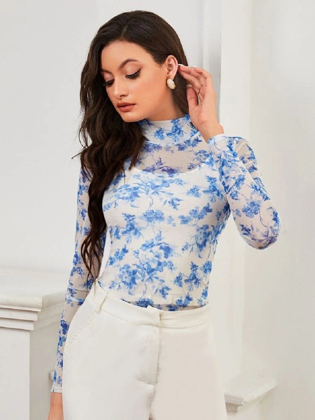 

Moda Rapido Floral Print Top, Blue
