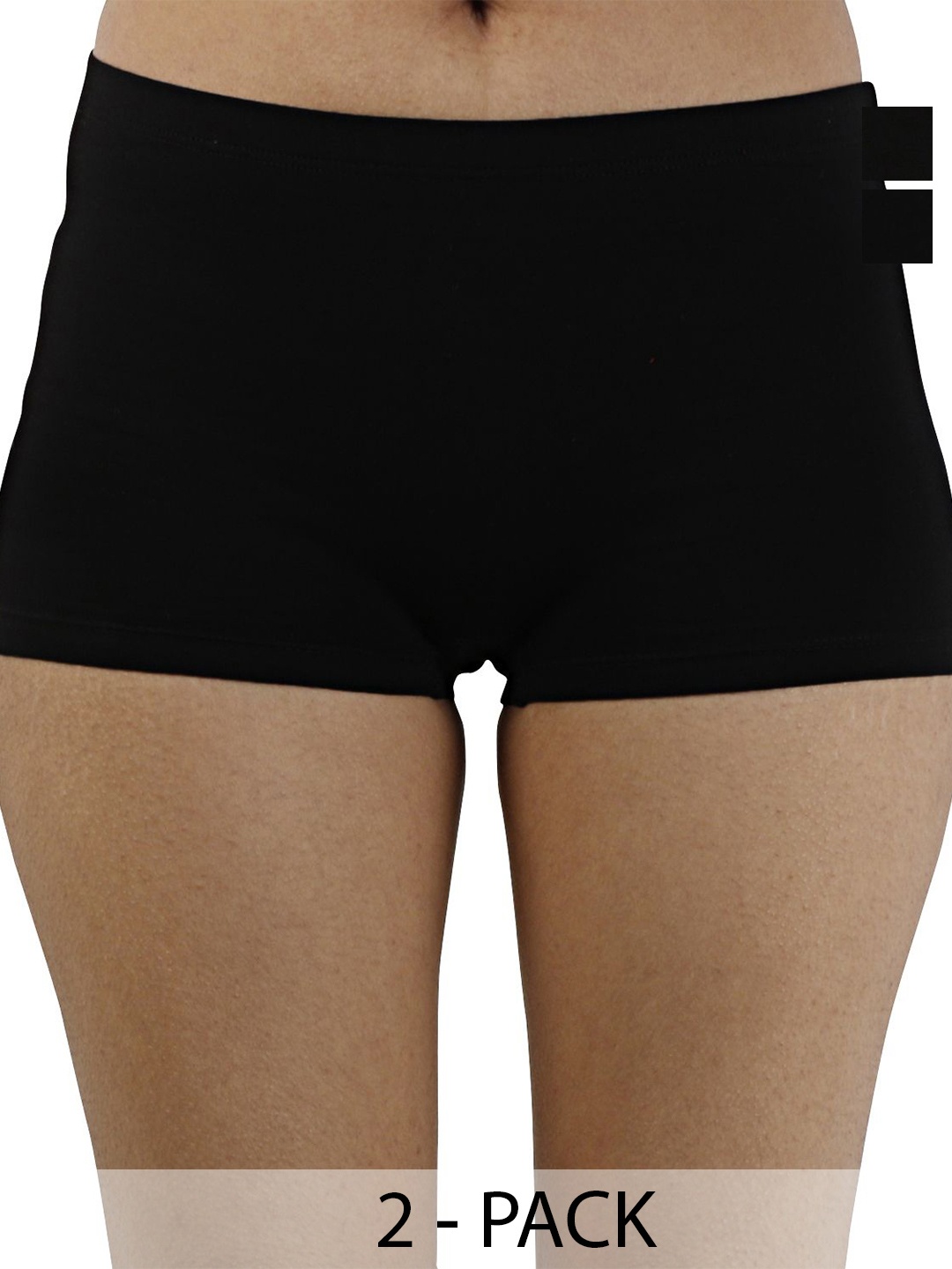 

Diving Deep Women Pack of 2 Cotton Plus Size Boy Shorts, Black