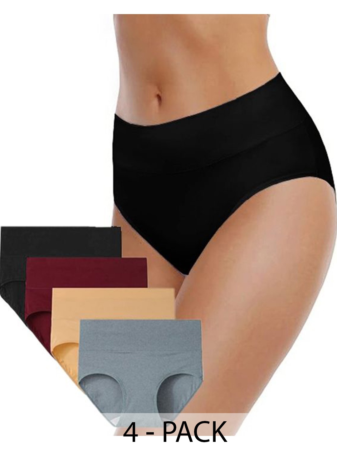 

Diving Deep Women Pack of 4 Cotton Hipster Briefs, Black