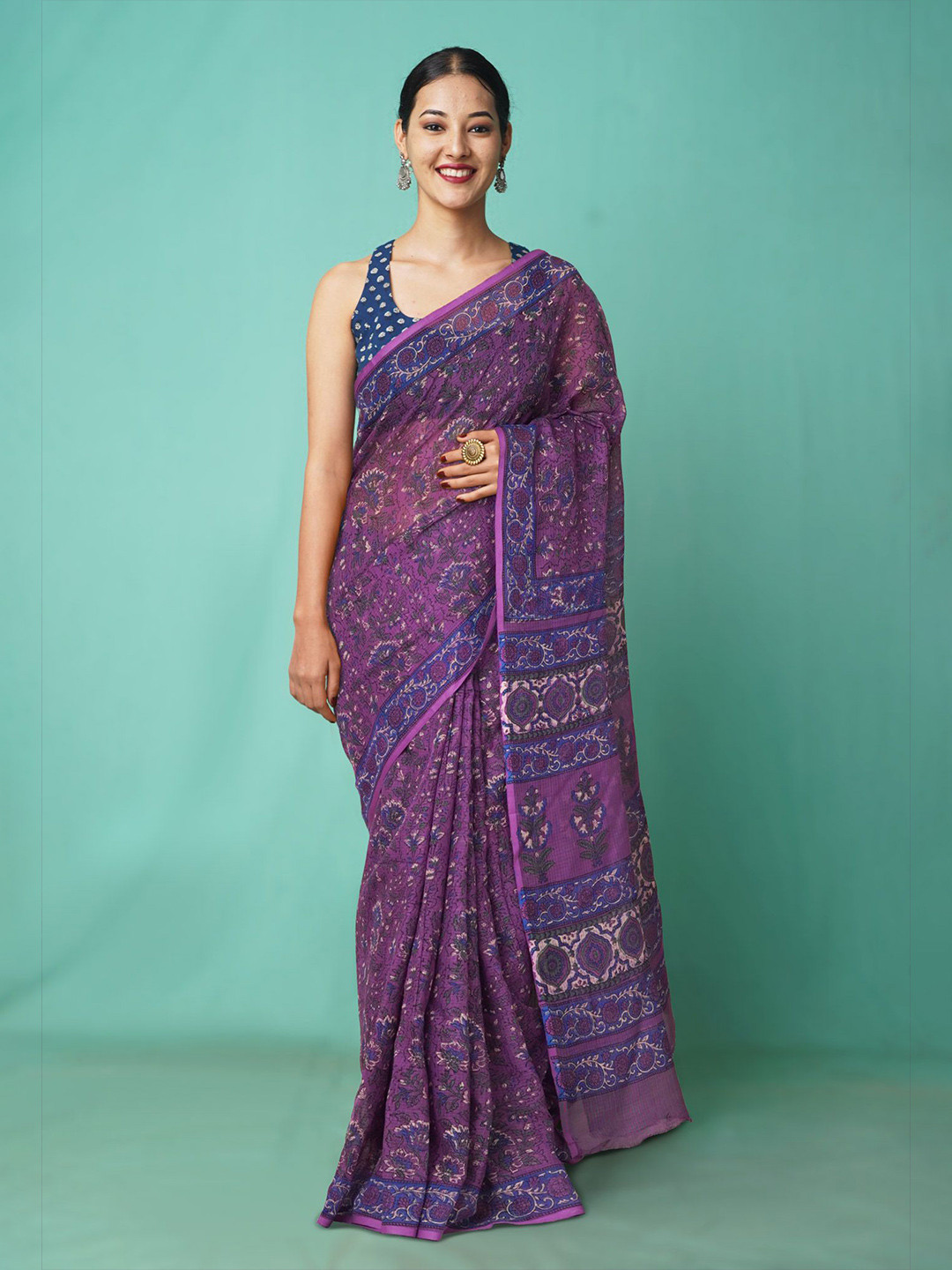 

Unnati Silks Floral Net Kota Saree, Purple