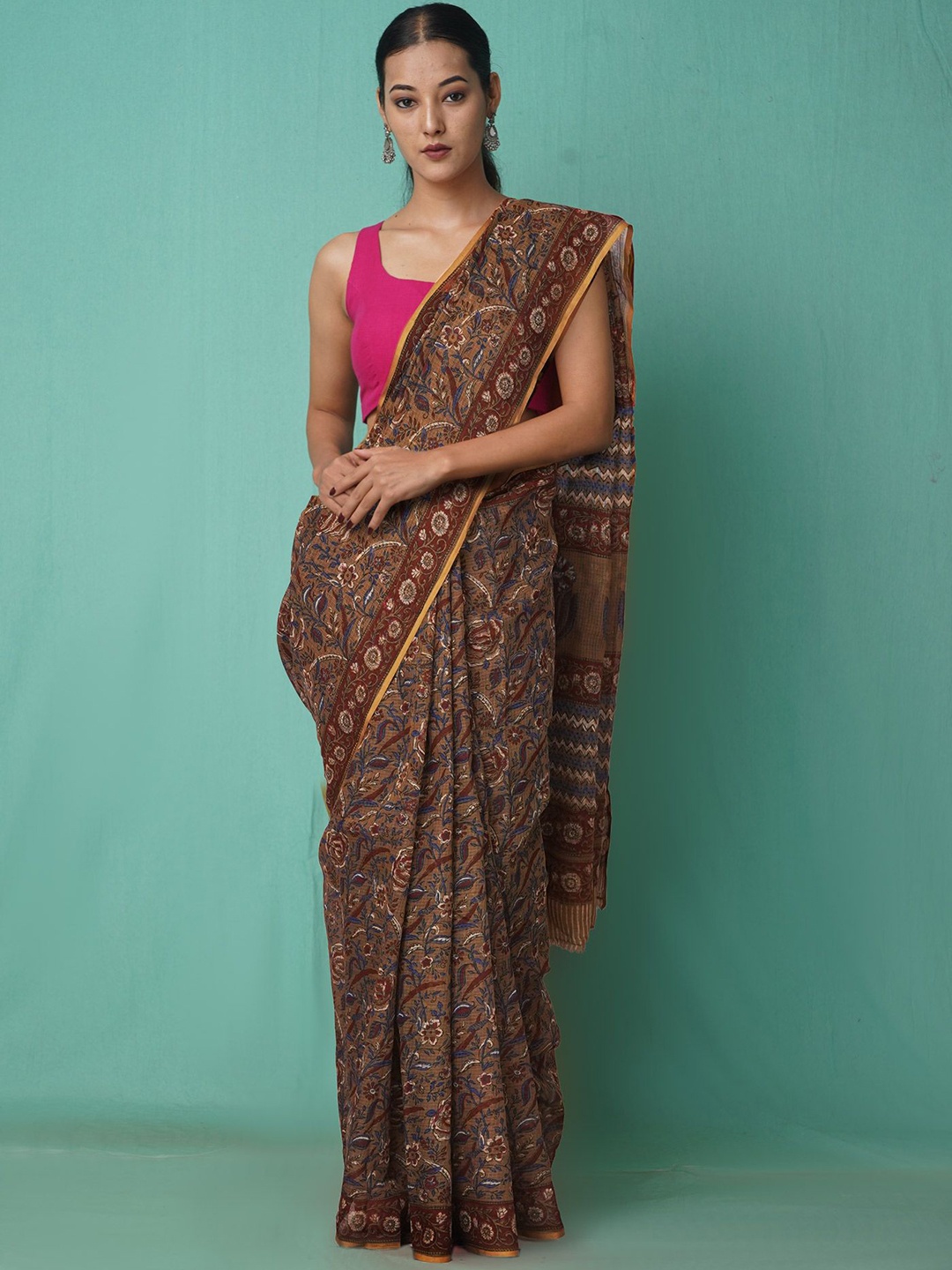 

Unnati Silks Ethnic Motifs Net Handloom Kota Saree, Brown