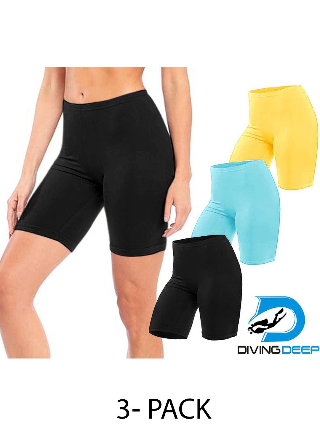 

Diving Deep Women Pack of 3 Cotton Boy Shorts Briefs, Black
