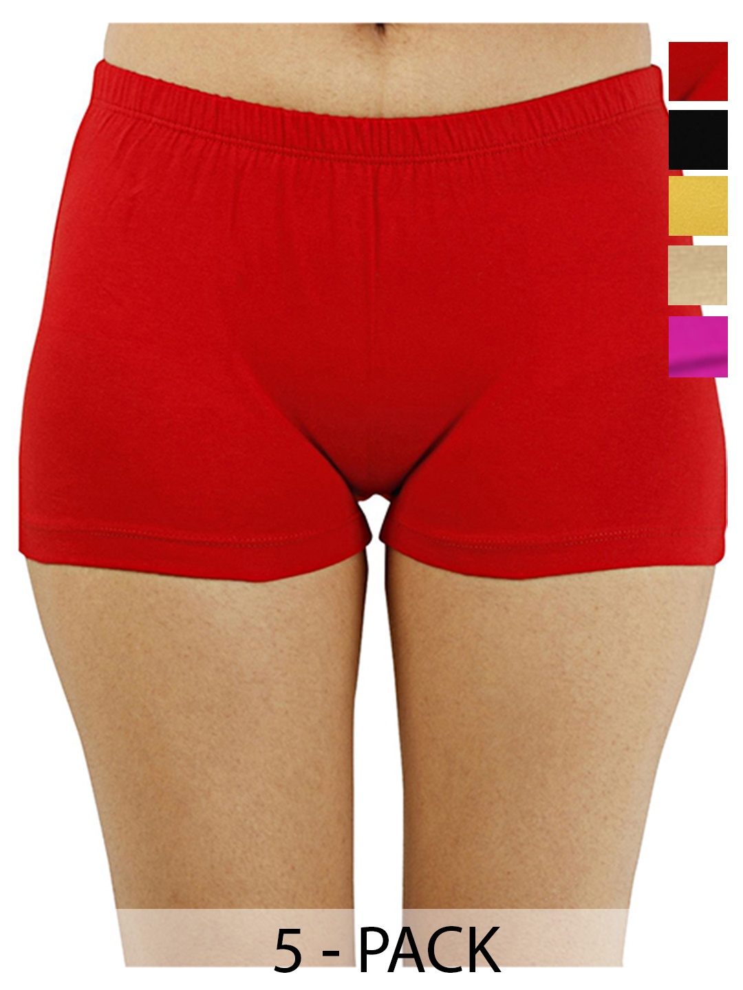

Diving Deep Women Pack of 5 Boy Shorts Briefs, Red