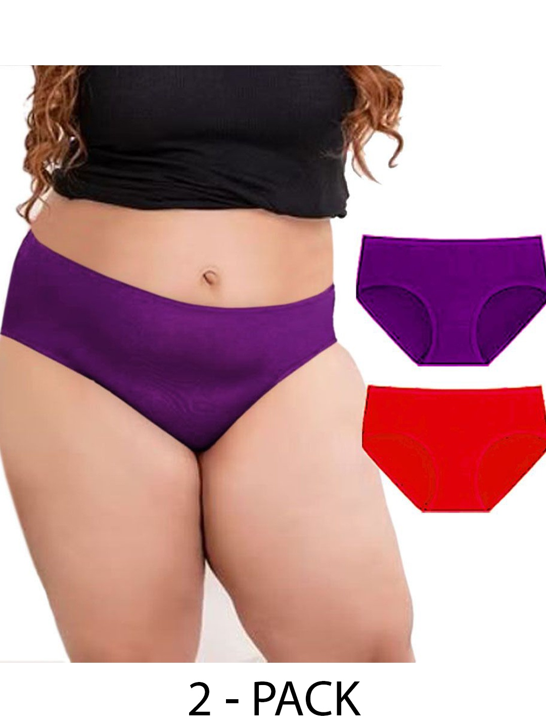 

Diving Deep Pack of 2 Women Mid-Rise Cotton Hipster Briefs, Purple