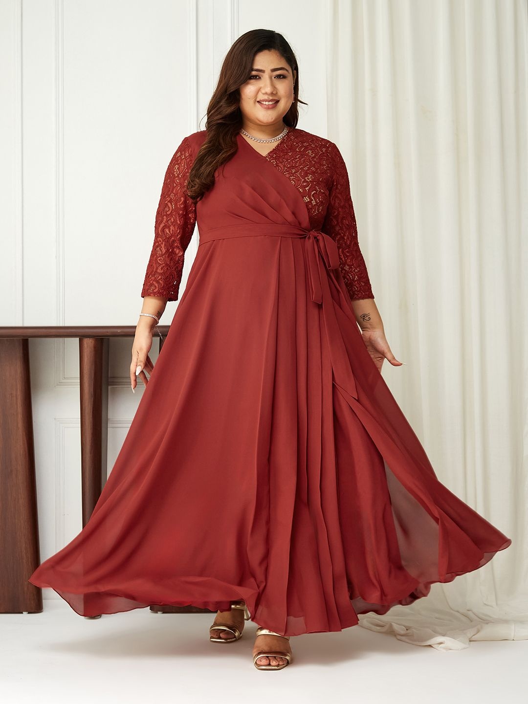 

Miss Chase A+ Georgette Maxi Dress, Red