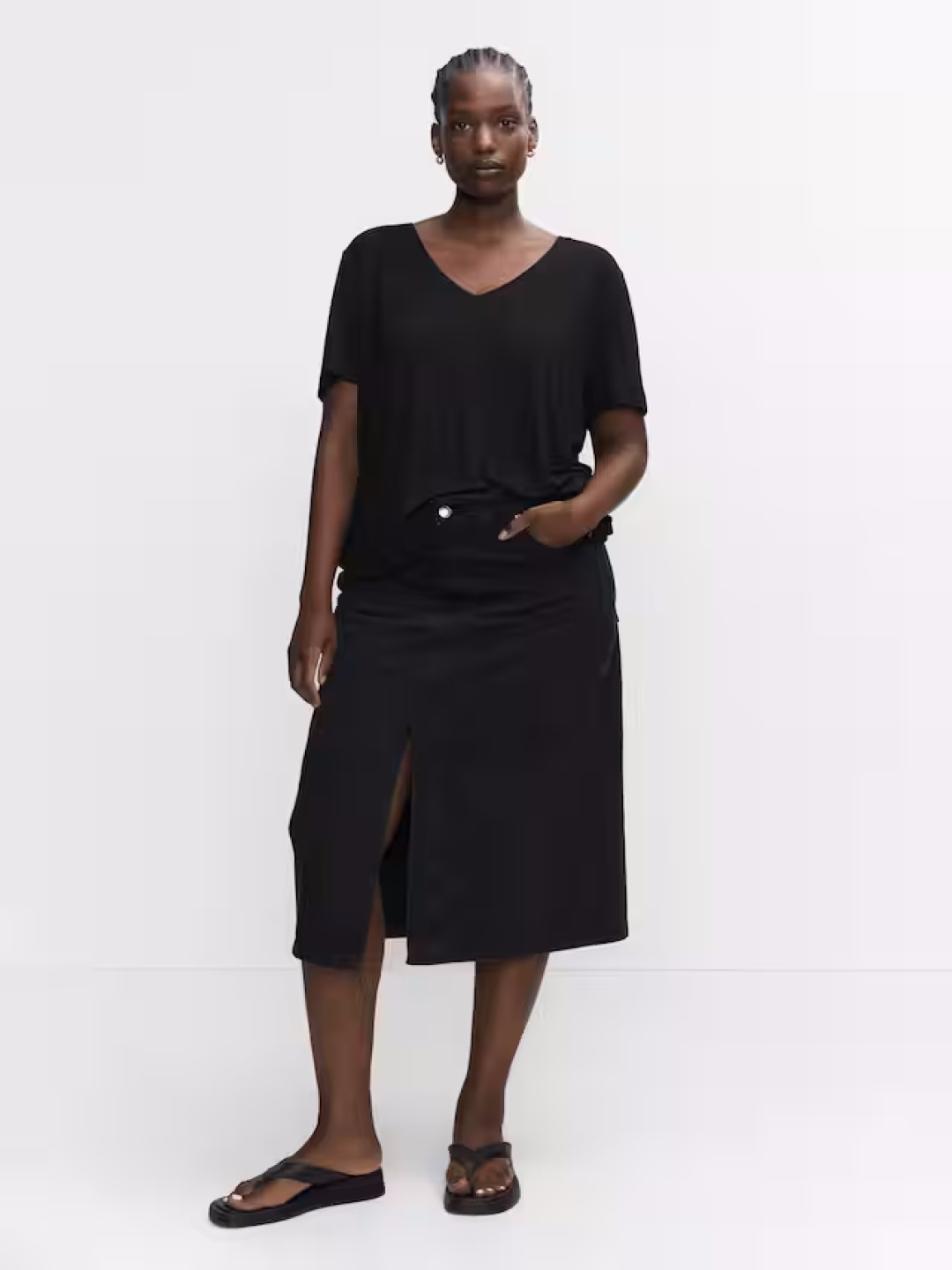 

COLOR CAPITAL Kimono Sleeve Longline Top, Black
