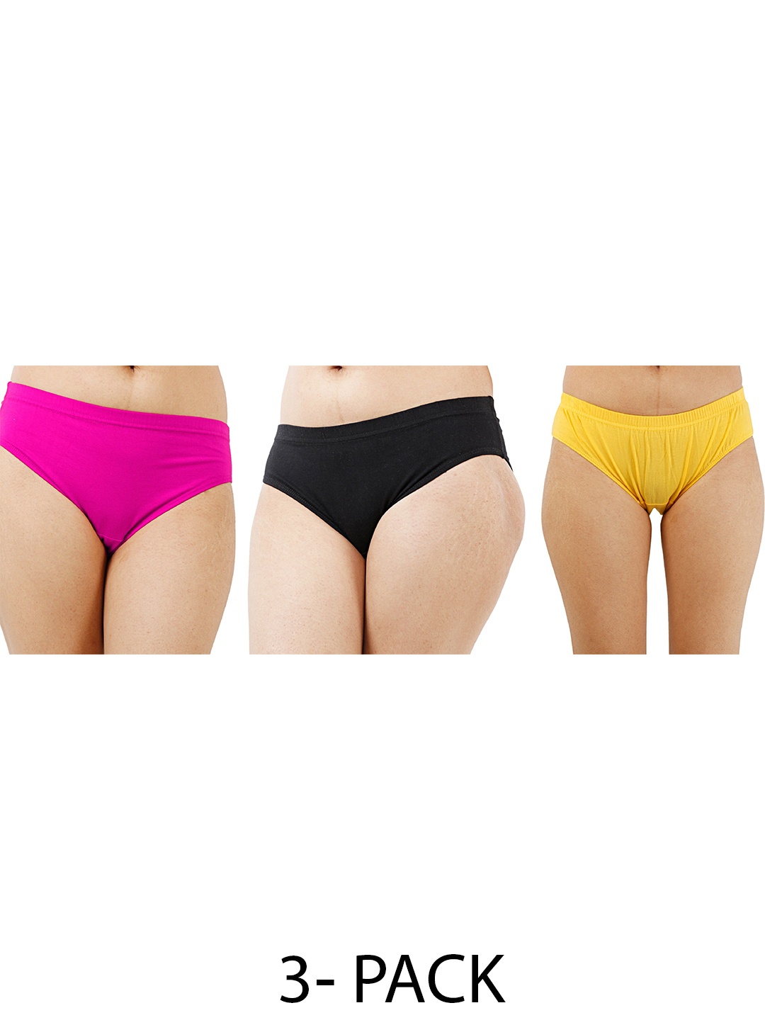 

Diving Deep Women Pack of 3 Mid-Rise Cotton Hipster Briefs, Black