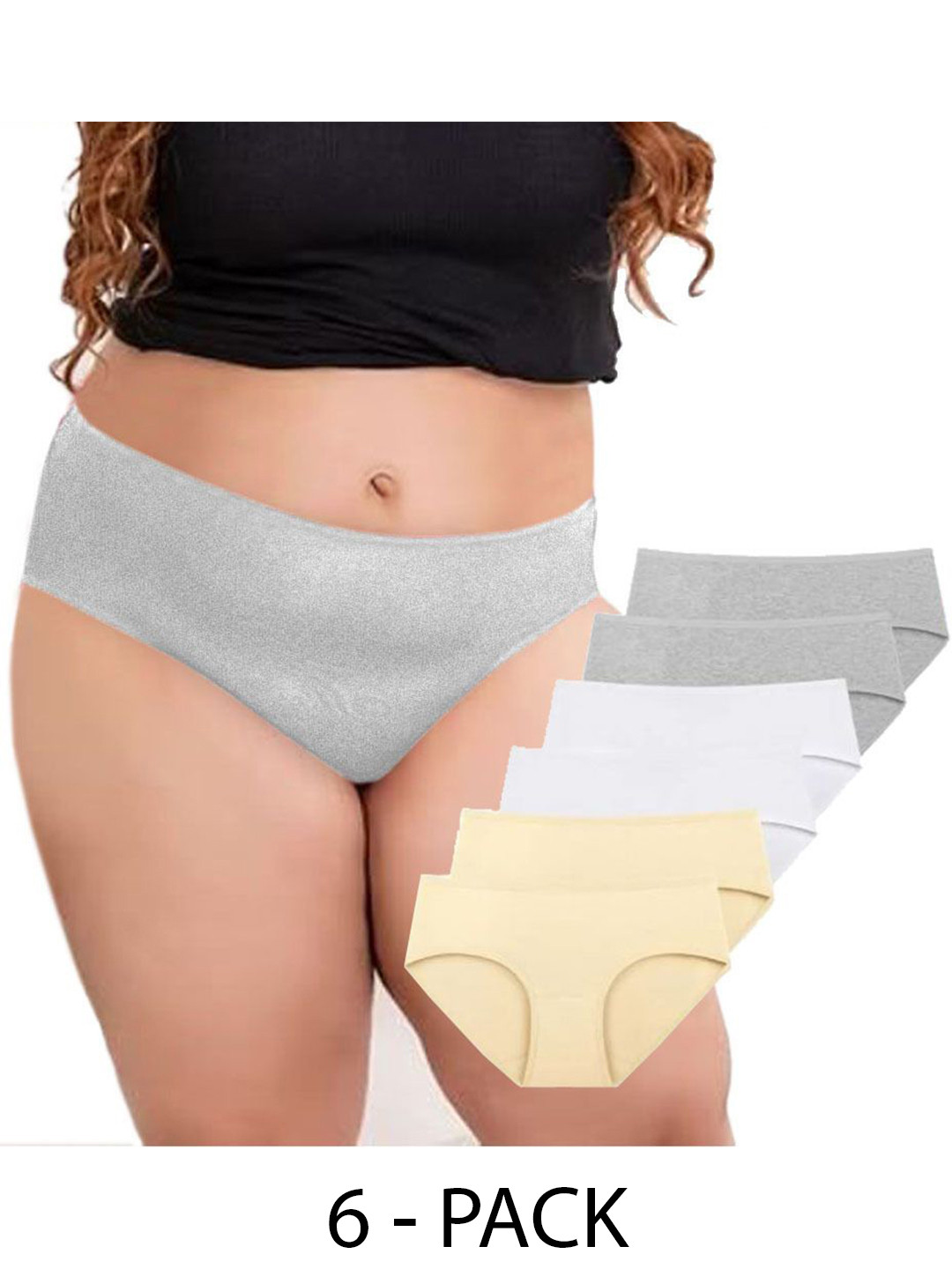 

Diving Deep Women Plus Size Pack Of 6 Cotton Hipster Briefs, Assorted