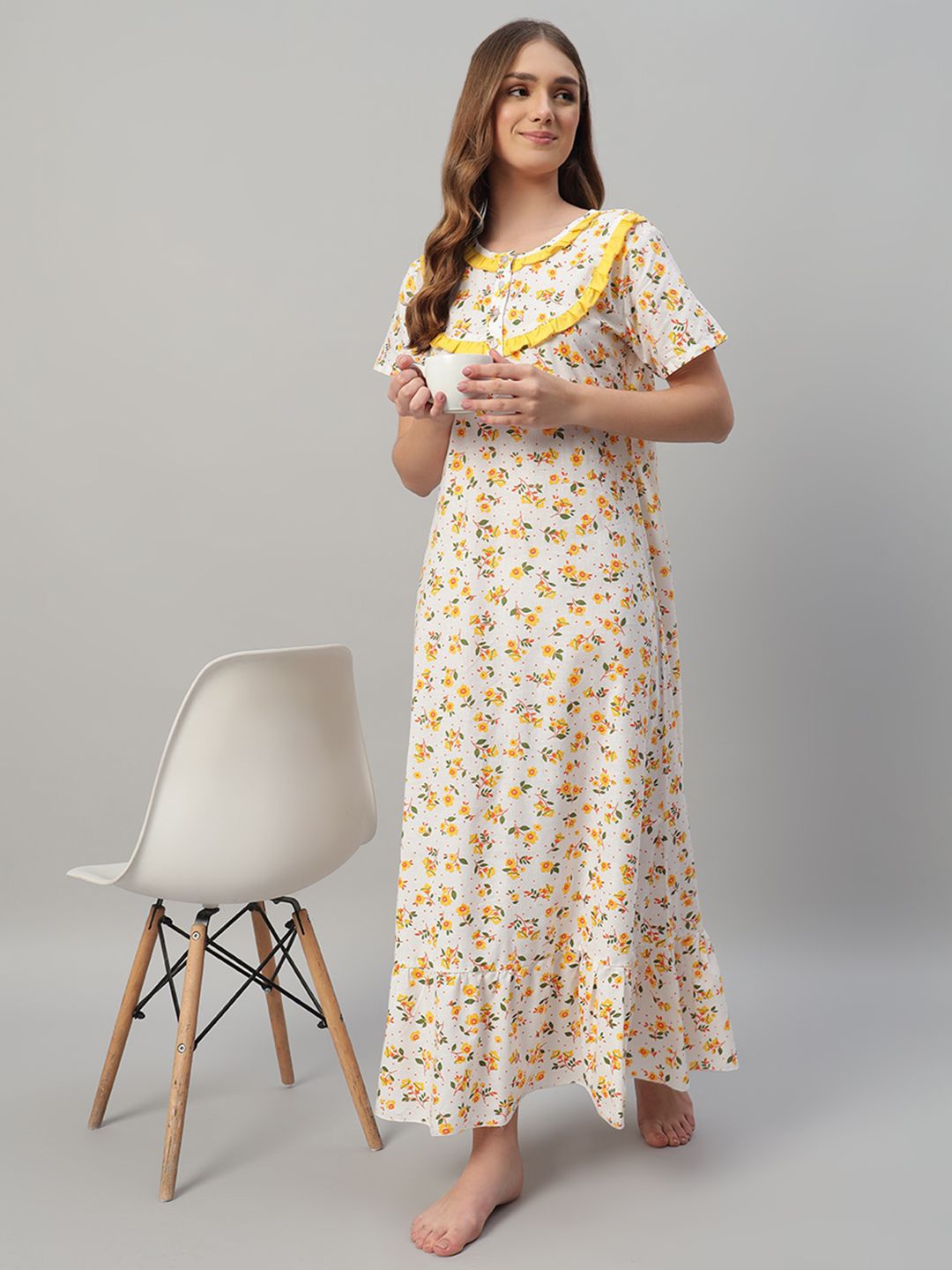 

SEPHANI Printed Maxi Nightdress, Yellow