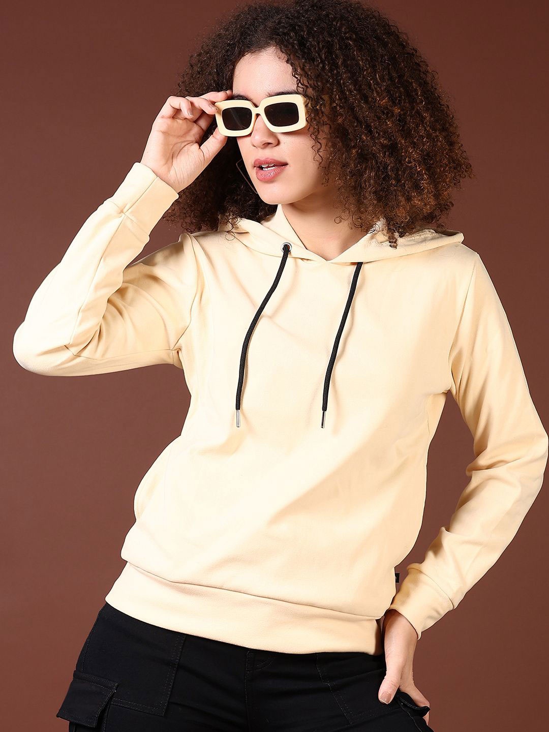 

V-Mart Women Hooded Sweatshirt, Cream