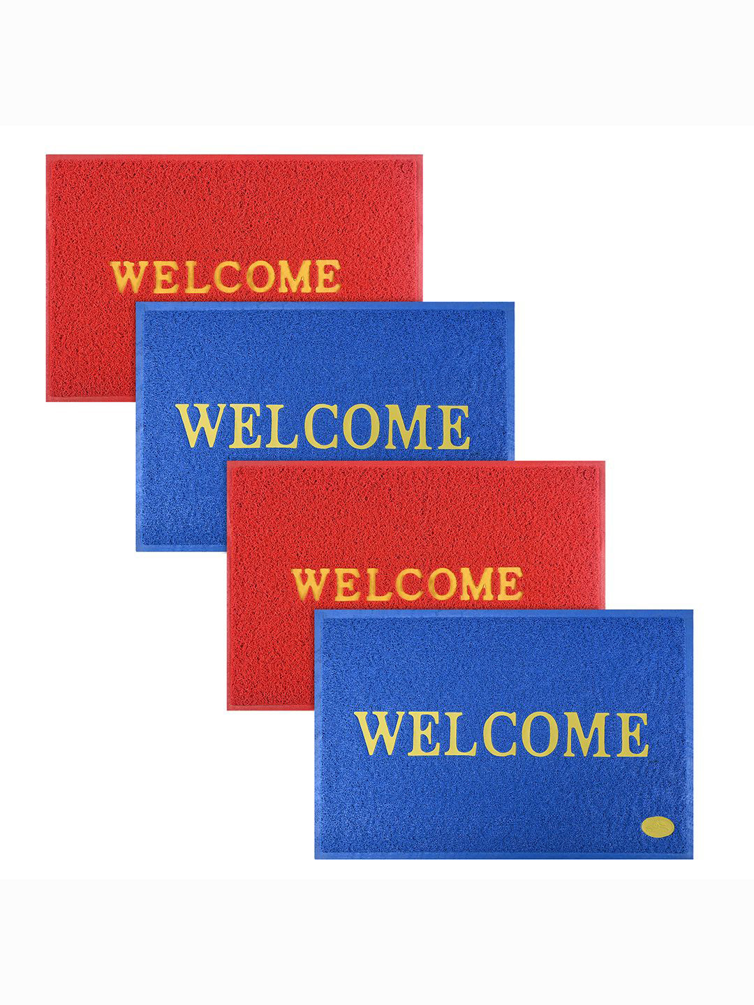 

Kuber Industries Red & Blue 4 Pieces Anti-Skid Rubber Doormats