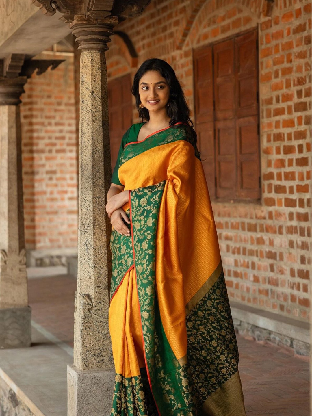 

A TO Z CART Woven Design Zari Pure Silk Saree, Yellow