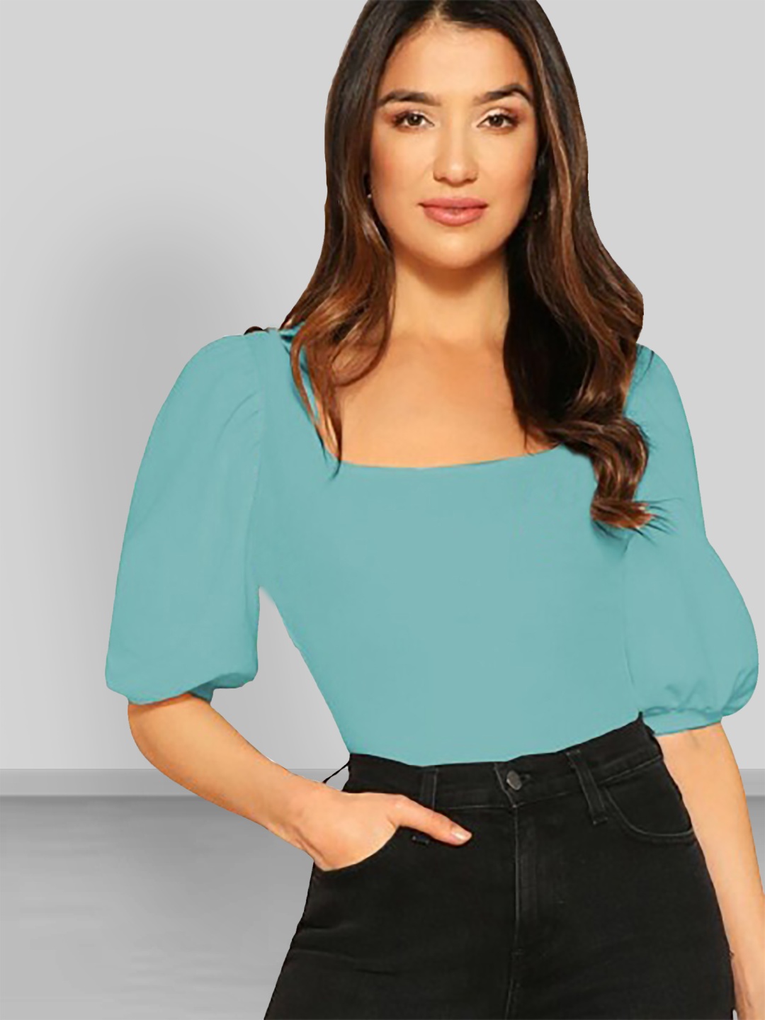 

Dream Beauty Fashion Puff Sleeve Top, Teal