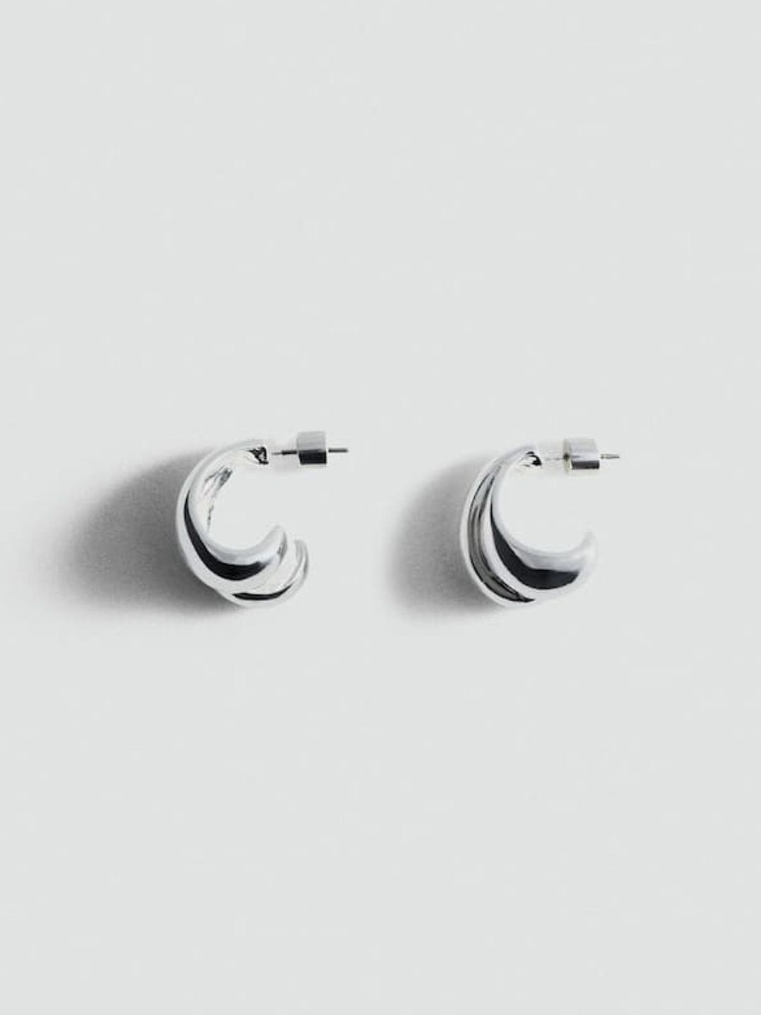 

MANGO Contemporary Half Hoop Earrings, Silver