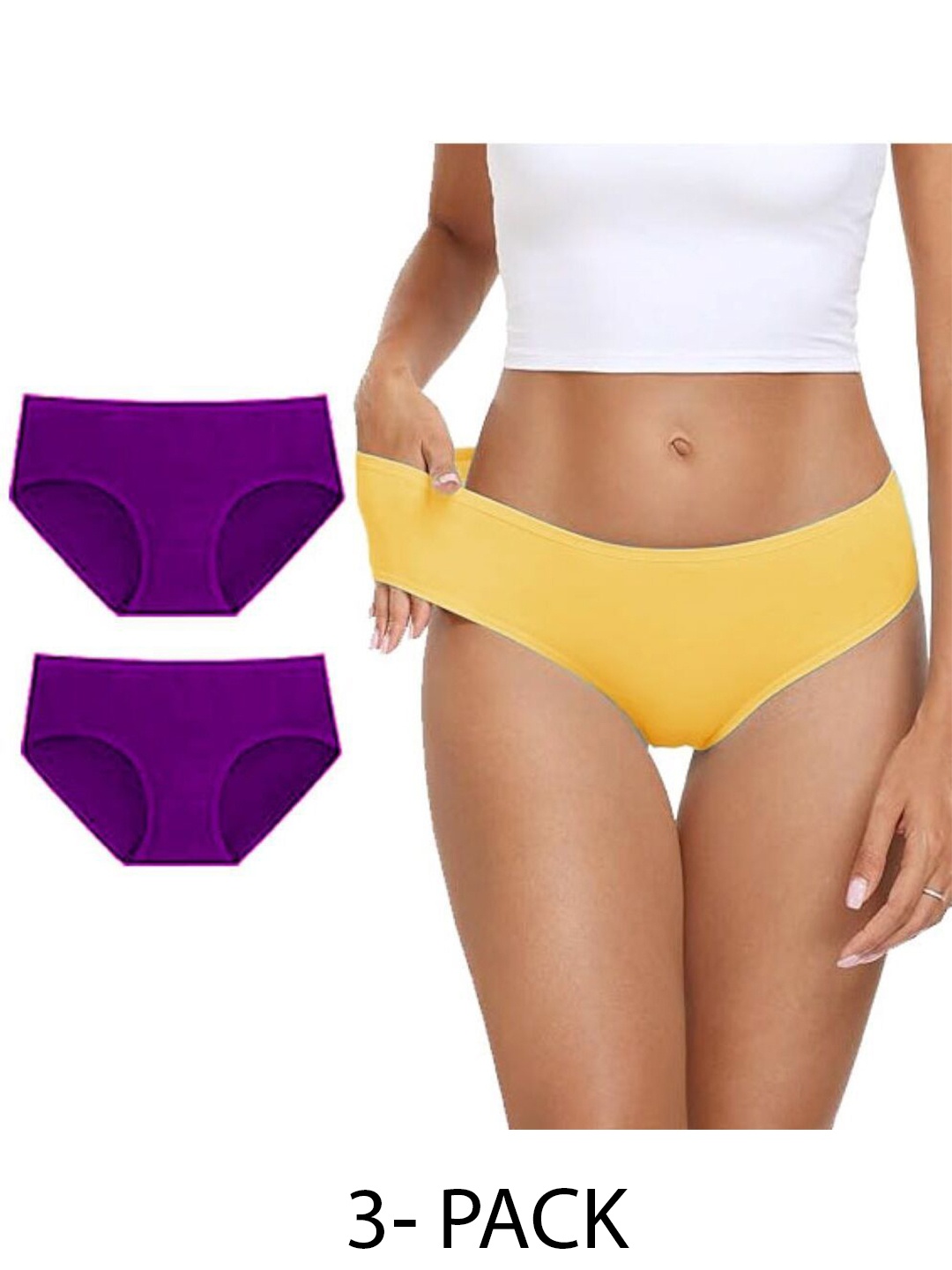 

Diving Deep Women Plus Size Pack of 3 Cotton Hipster Briefs, Assorted