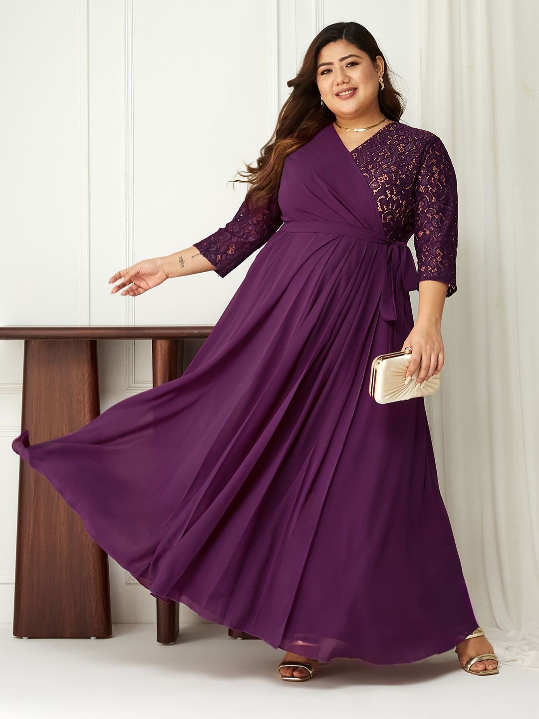 

Miss Chase A+ Lace Maxi Dress, Purple