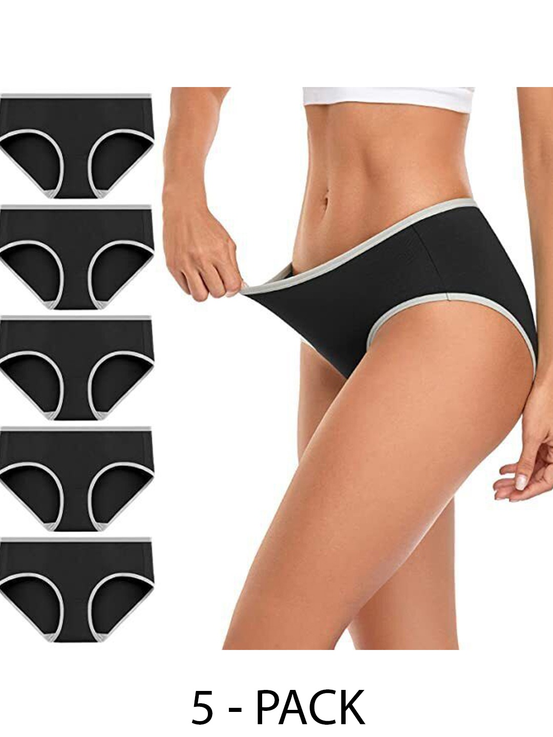 

Diving Deep Pack of 5 Hipster Briefs, Black