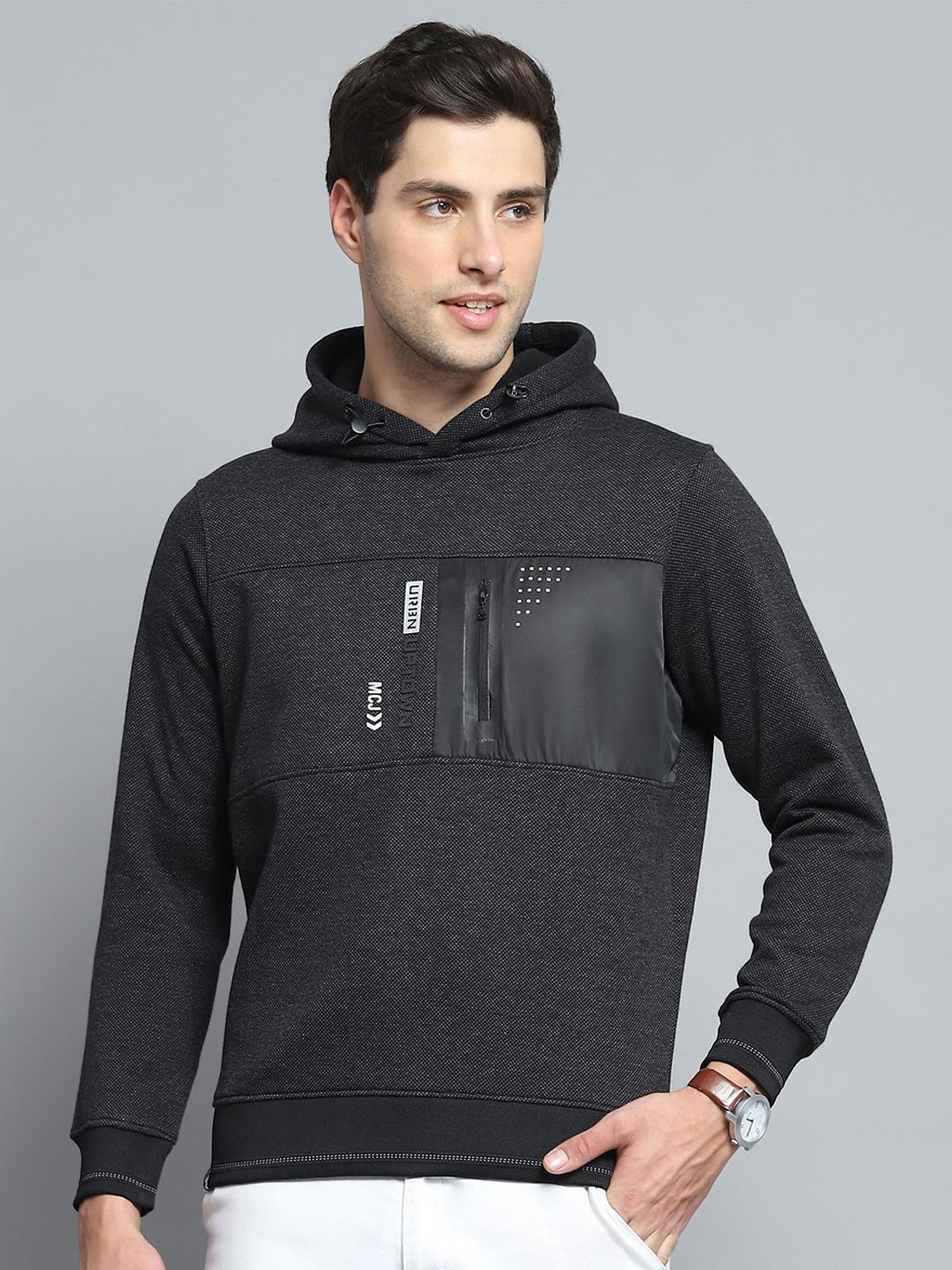 

Monte Carlo Men Printed Hooded Sweatshirt, Black