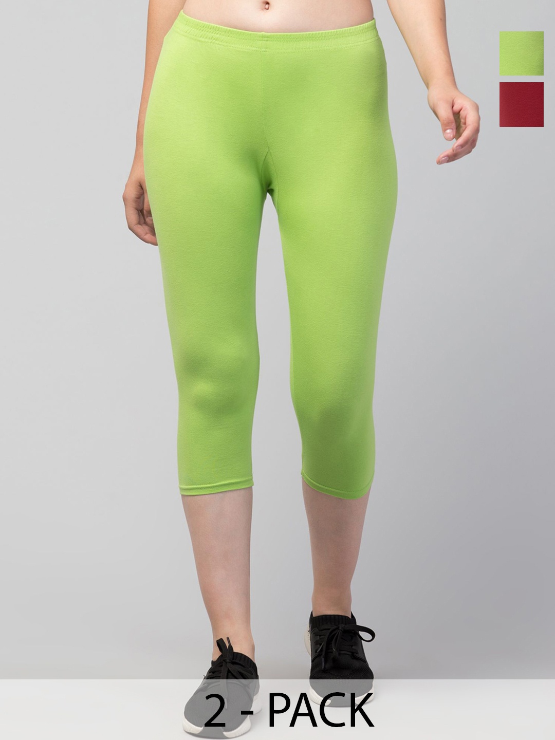 

ULLAS Women Skinny Fit Capris, Green