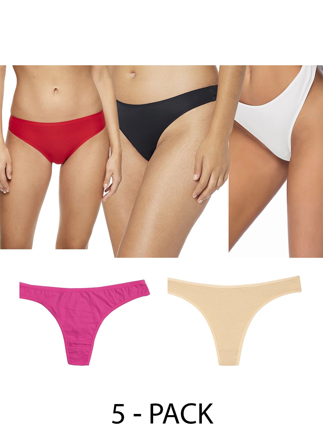 

Diving Deep Pack of 5 Thongs Briefs, Red