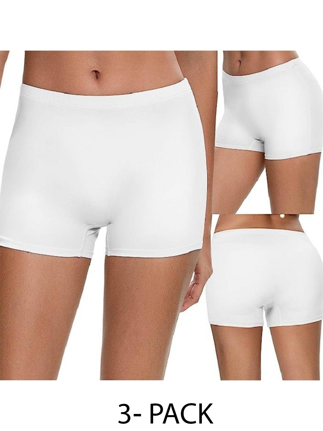 

Diving Deep Women Pack of 3 Boy Shorts Briefs, White