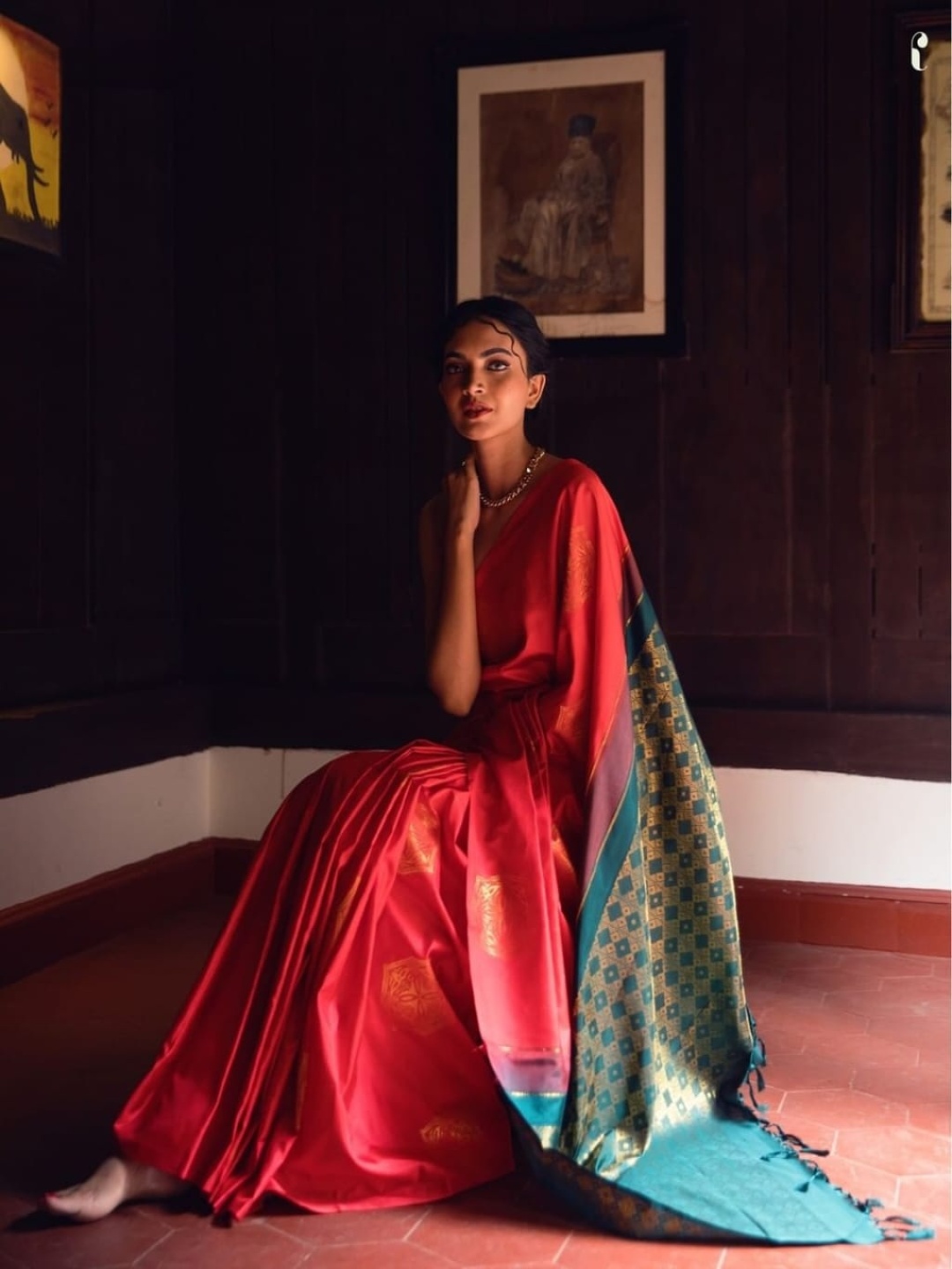 

bansari textiles Woven Design Zari Pure Silk Kanjeevaram Saree, Red