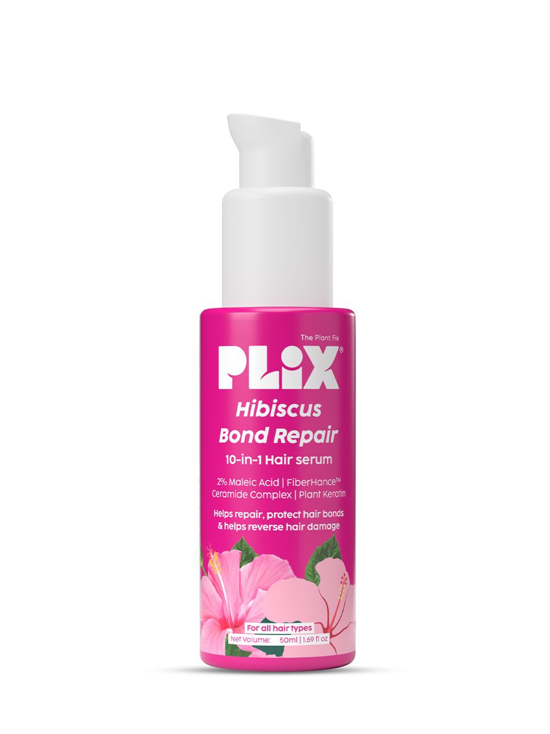 

PLIX THE PLANT FIX Hibiscus Bond Repair 10-In-1 Hair Serum To Repair Damage Hair - 50 ml, Pink